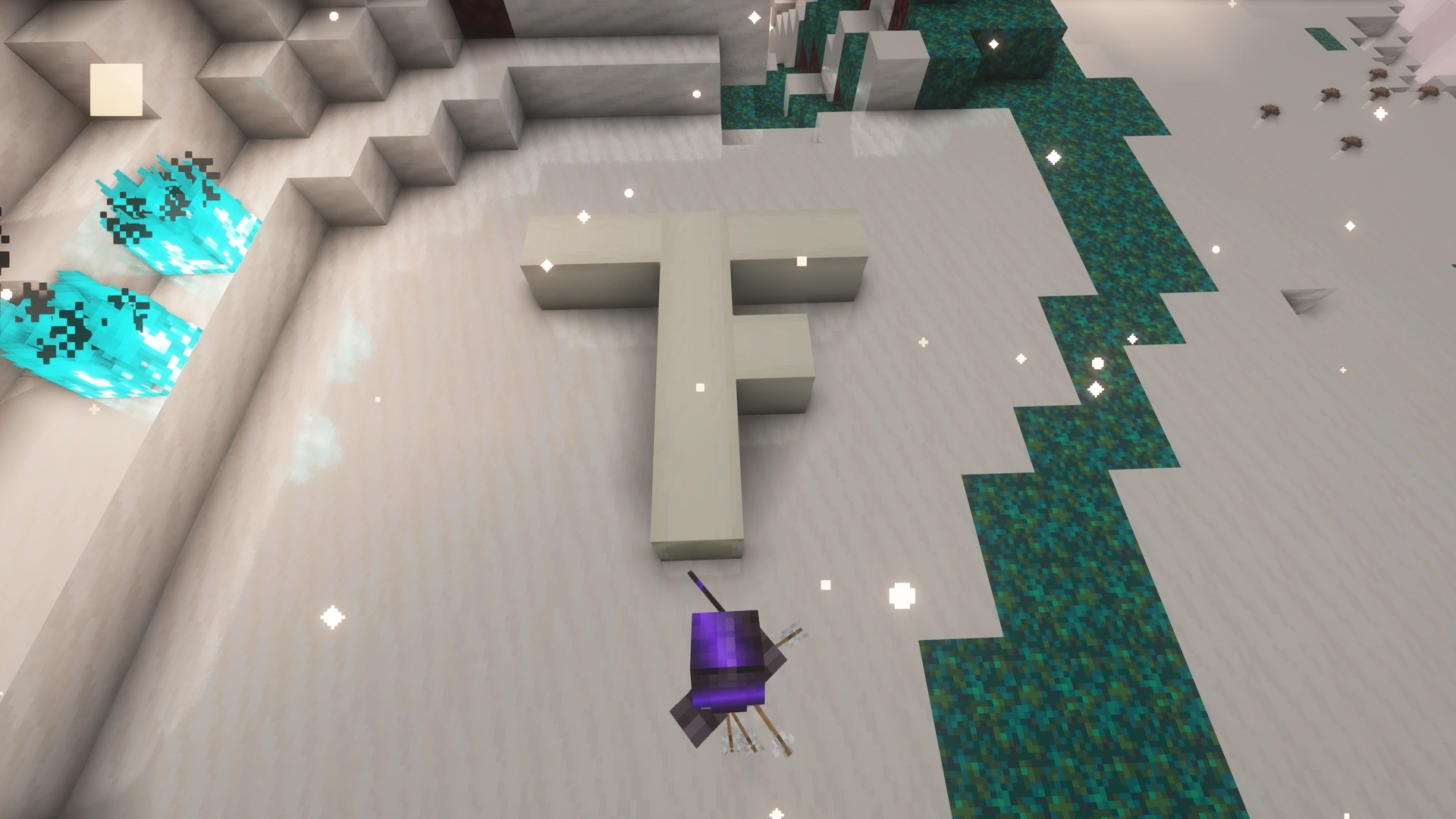 To break up the monotony, this FaZe logo was in a 'Quartz Flats' custom biome from the Incendium datapack