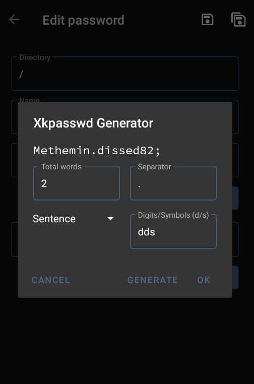XkPasswd generator with the new symbol/number append option